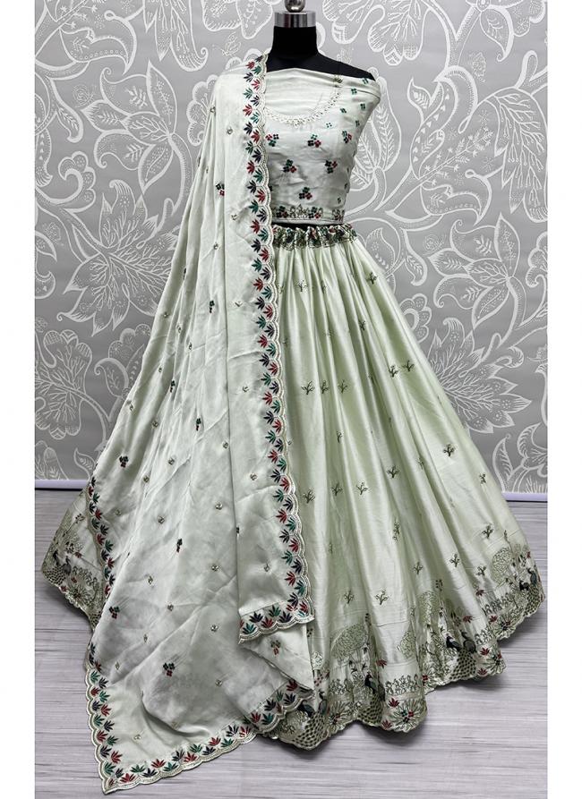 Silk Pista Wedding Wear Embroidery Work Lehenga Choli